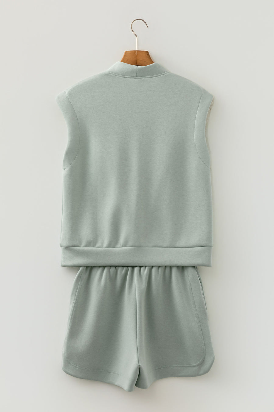 Quarter Zip Sleeveless Top & Shorts 2-Piece Set Women UK