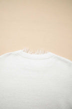 Lace Sleeve Fuzzy Sweater