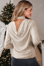 Open Back Sequin Party Top – Bell Sleeves