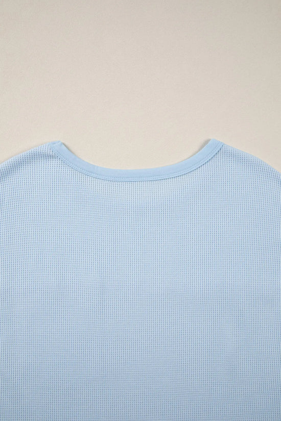 Waffle patchwork sleeveless top raw seam chest pocket round neck casual tank tops