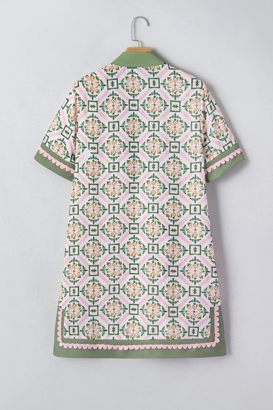 Multicolour Boho Geometric Floral Short Sleeve Mini Dress Women UK