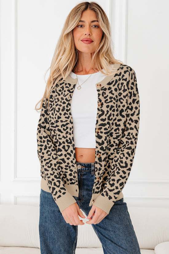 Oversized Chunky Knit Leopard Cardigan