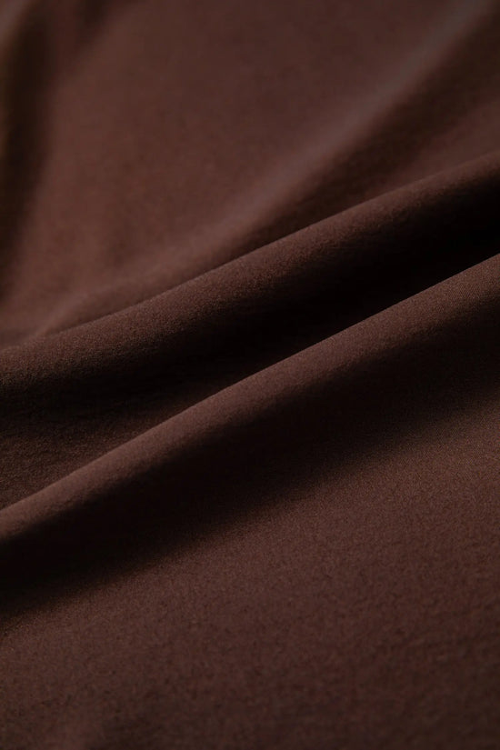 Coffee contrast trim shirt collar blouse button v neck dolman sleeve blouses
