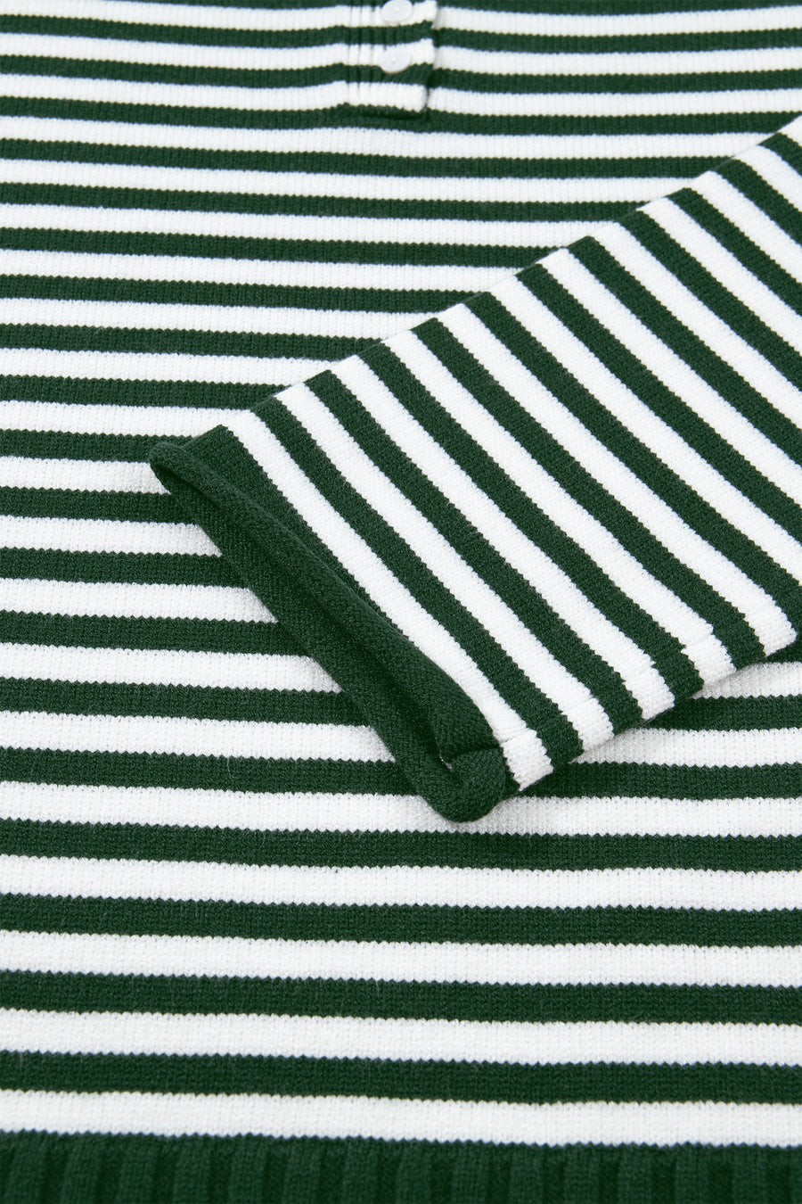 Stripe Drop Shoulder Button Placket Sweater