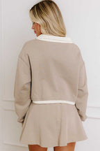 Cropped Top Drawstring Skirt Set