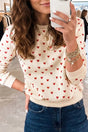 Heart print round neck long sleeve sweatshirt front view — Fashionfitz UK