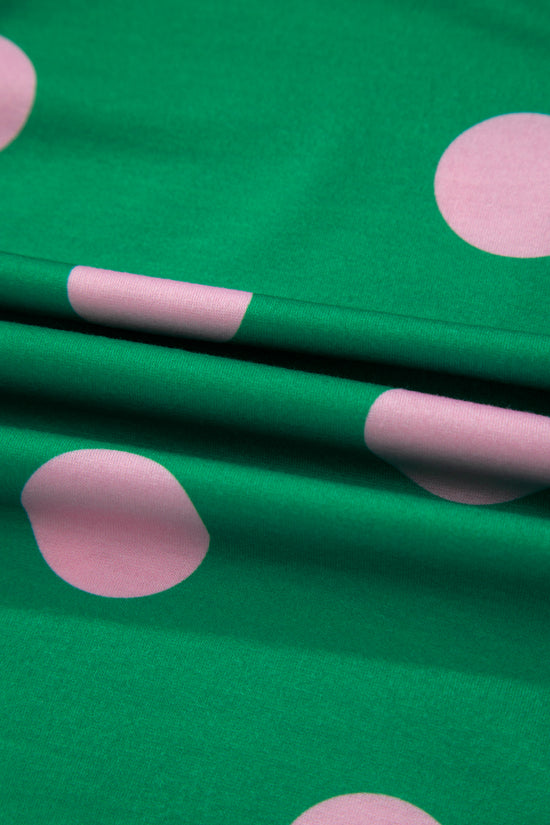 Polka Dot V Neck Short Sleeve Tee High Waist Drawstring Shorts Set