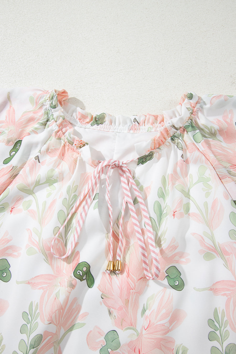 Pink Plus Size Floral Print Striped Detail Short Dress Women UK