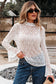 White Sheer Lace Bell Sleeve Blouse
