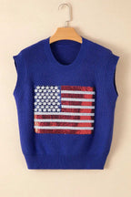 American Flag Knitted Vest - Bonbon Sparkling - Fashionfitz