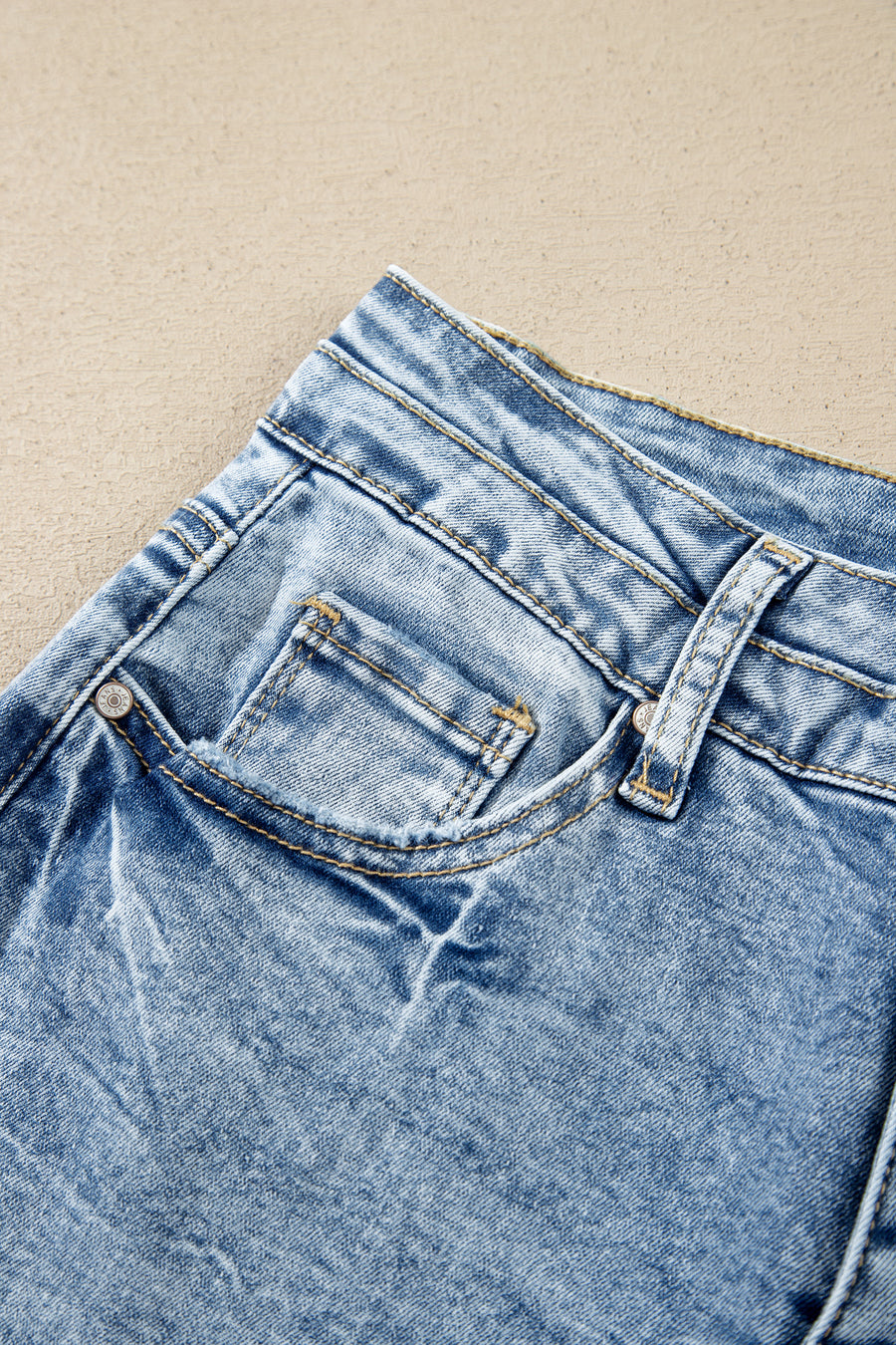 Acid Wash Pocket Detail High Waist Flare Jeans Women UK