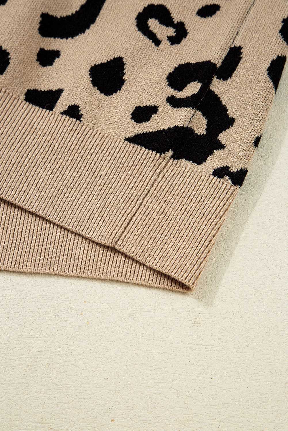 Leopard Lace Cuff Knit Sweater