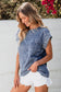 Denim Top - Dusk Blue Acid Wash Pearl Embellishments - Fashionfitz