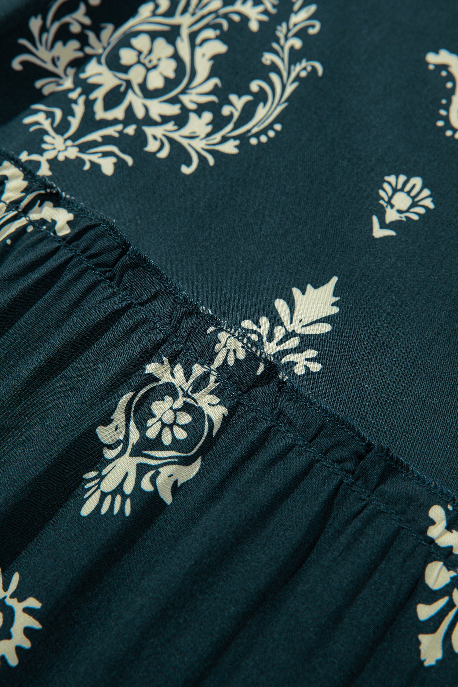 Blue Boho Floral Print Mini Dress