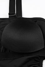 Black Square Neck Tankini Swimsuit