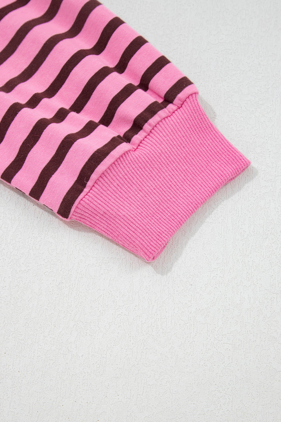 Pink Stripe V-Neck Drop Shoulder Long Sleeve Top Women UK