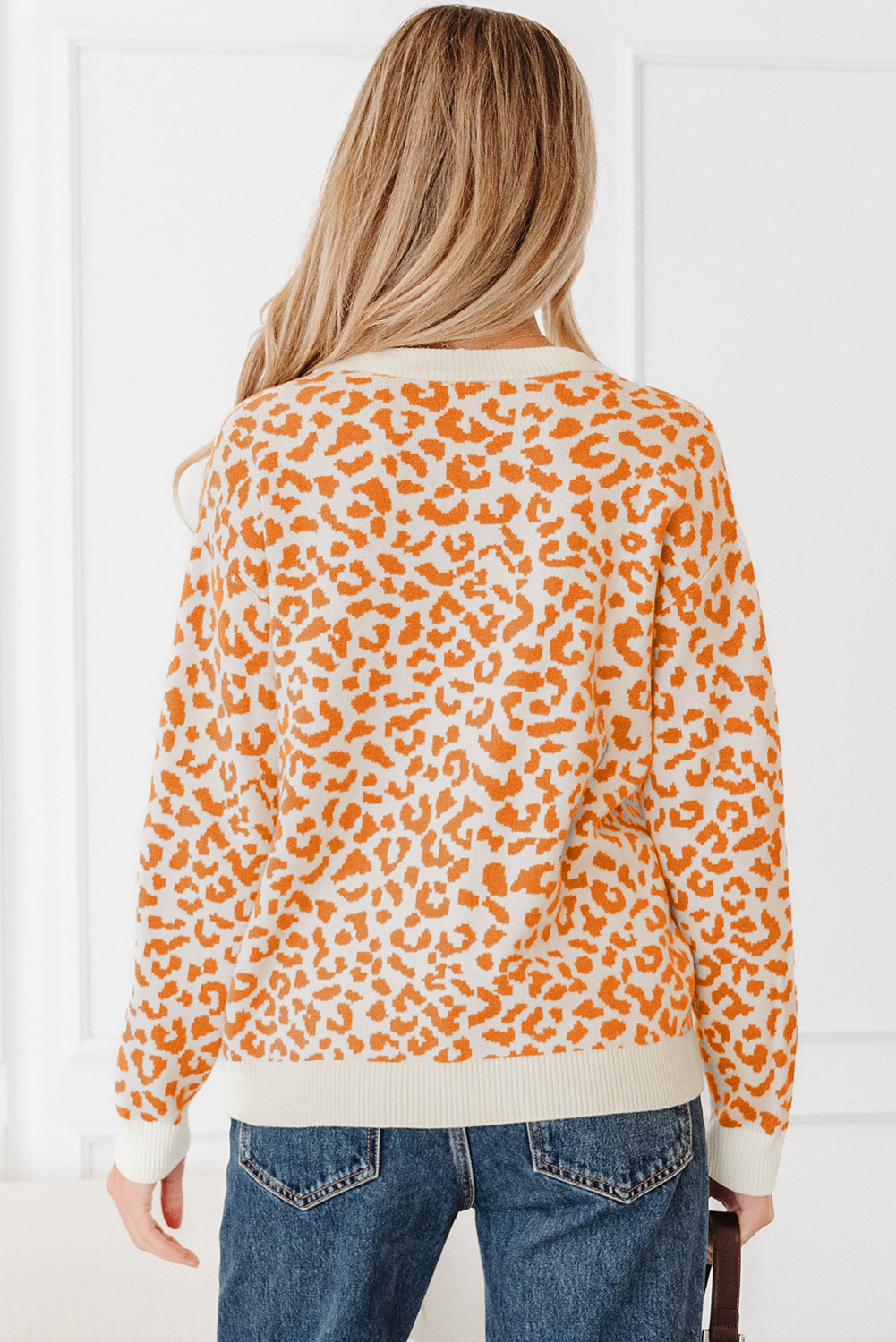 Oversized Chunky Knit Leopard Cardigan