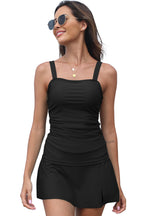 Black Square Neck Tankini Swimsuit