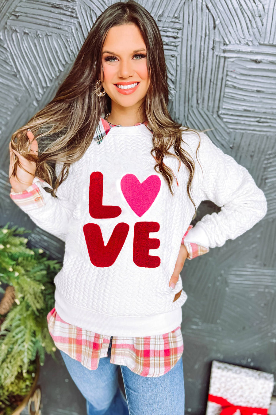Chenille Cable Knit Slogan Sweatshirt Women UK