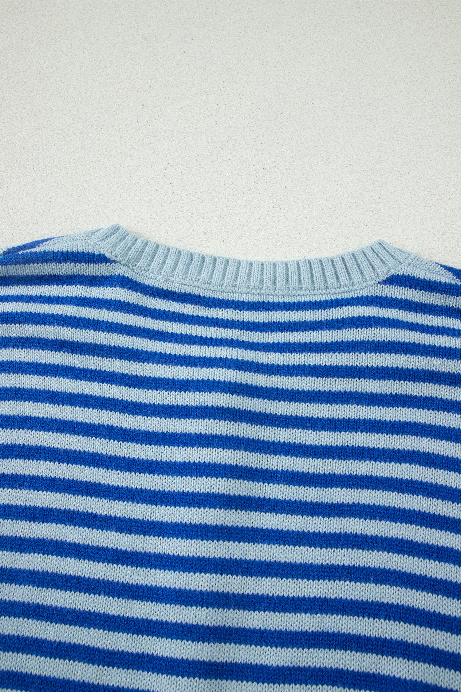 Blue Stripe Half Sleeve Knit Button Cardigan Women UK
