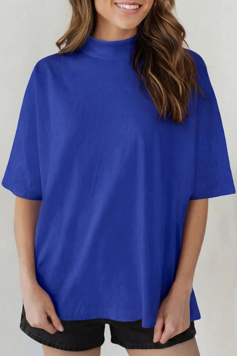 Solid colour oversized high neck tee front view | Fashionfitz UK
