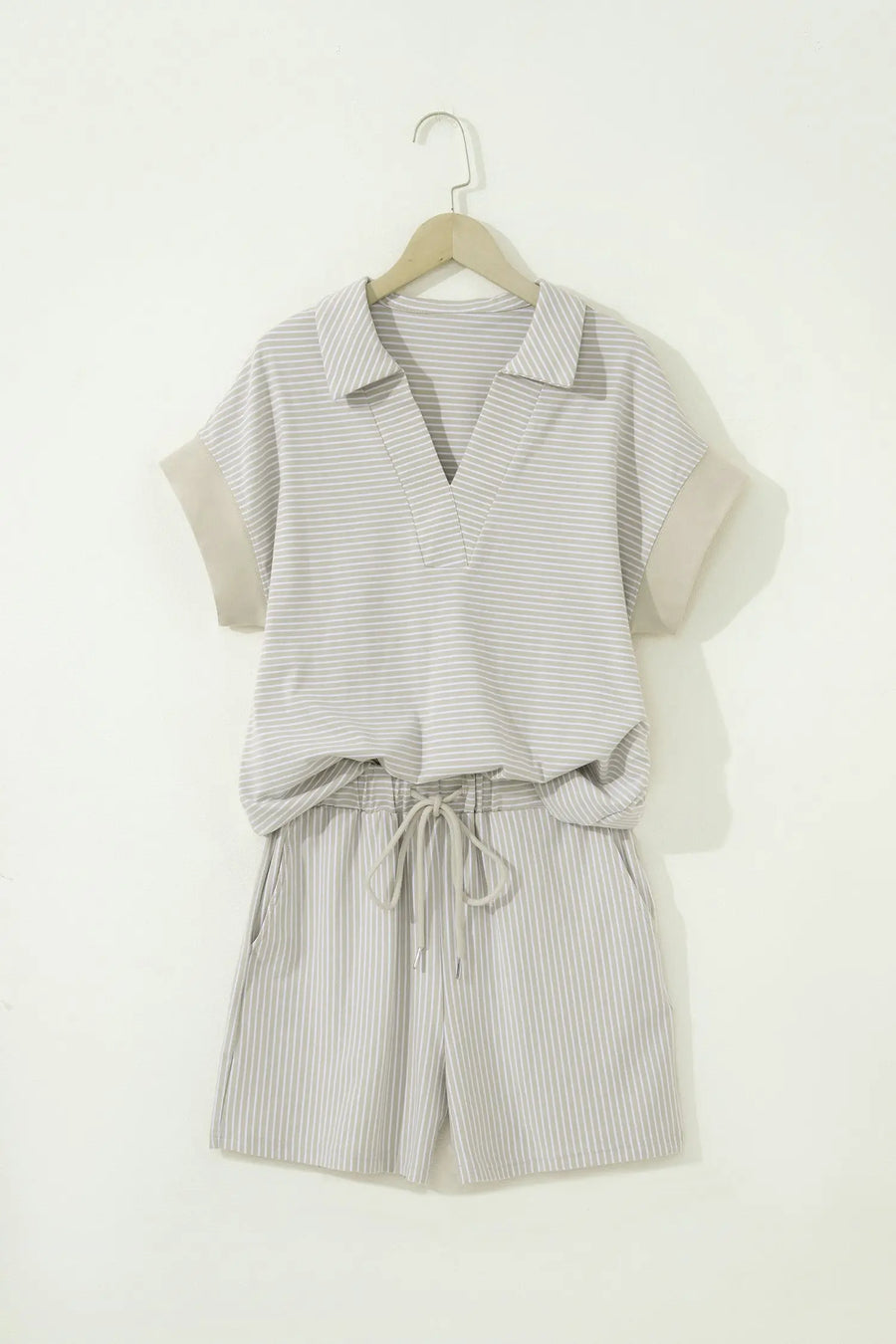 Women's dolman polo shirt and shorts set model shot casual
