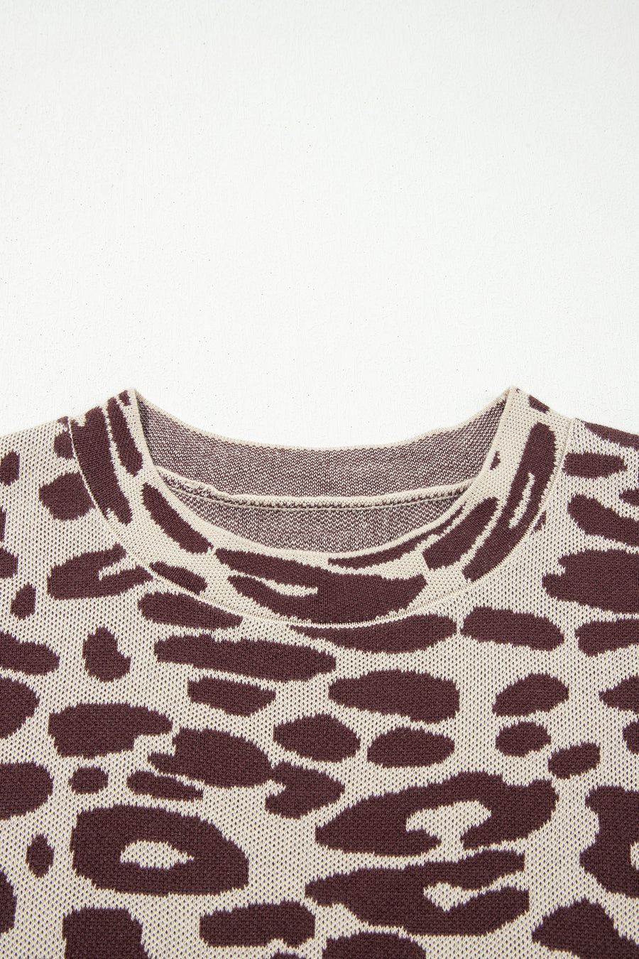 Leopard Print Short Sleeve Knit Sweater