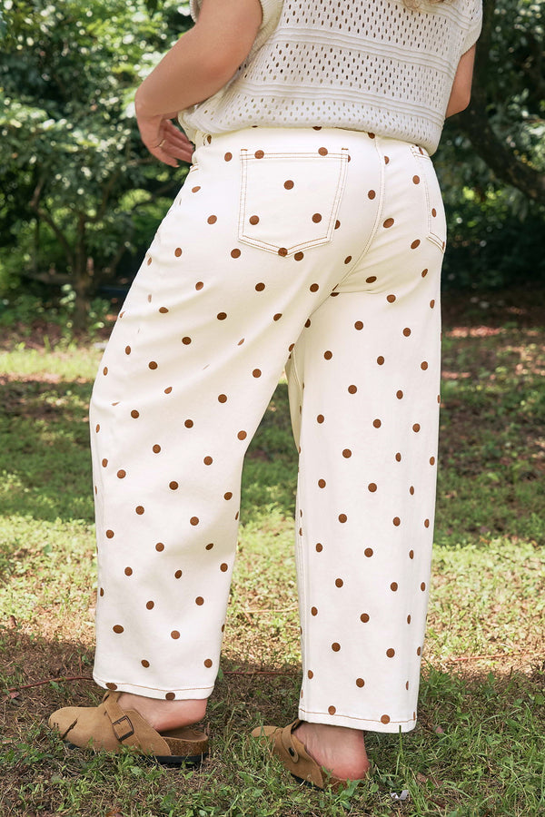 Polka Dot Print Plus Size Barrel Jeans Women UK
