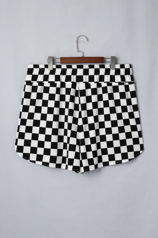 Checkered Athleisure Shorts Plus Size Women UK