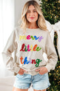Beige Merry Little Thing Corded Graphic Ribbed Sweatshirt Women UK