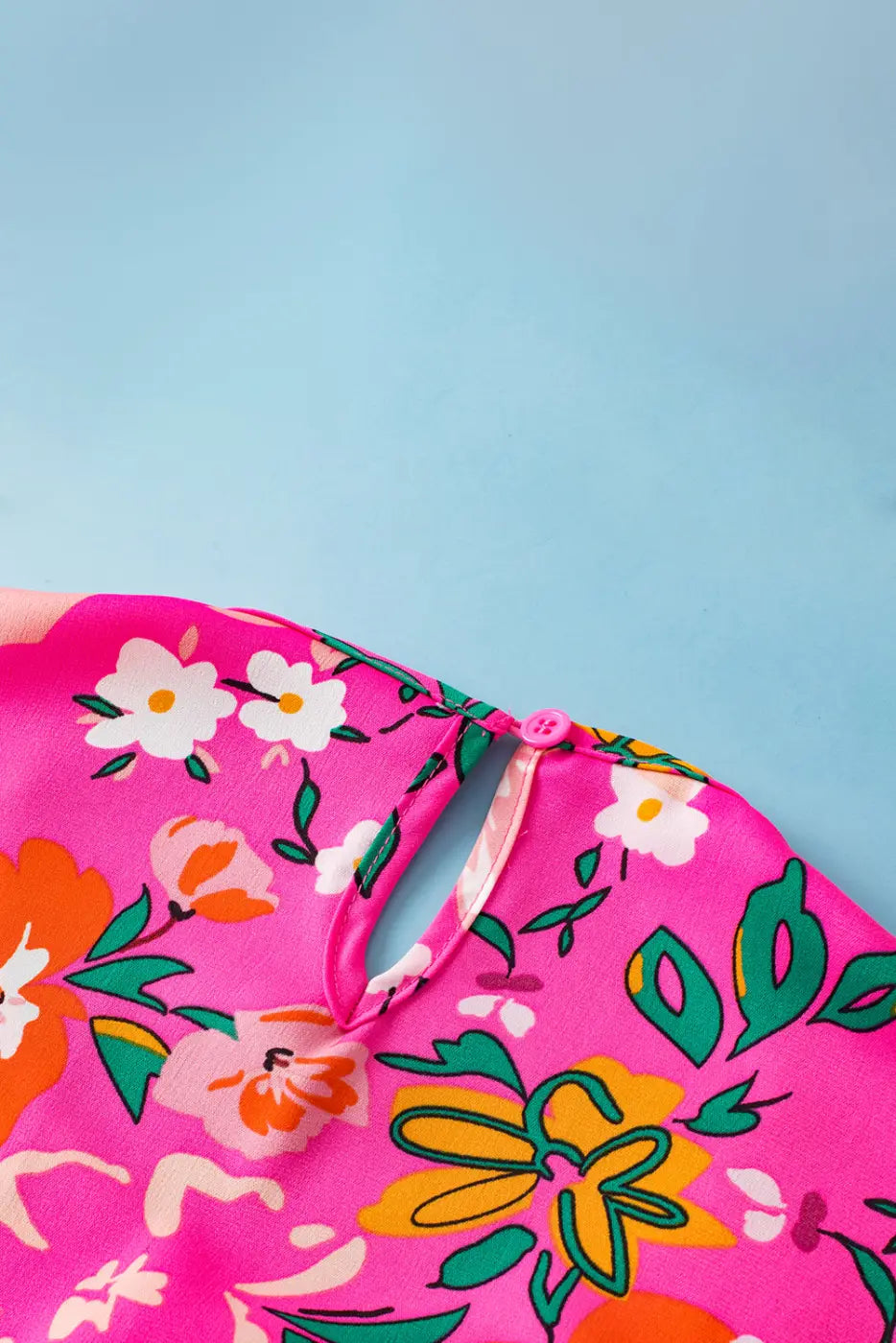 Smocked blouse - pink floral short sleeve | fashionfitz