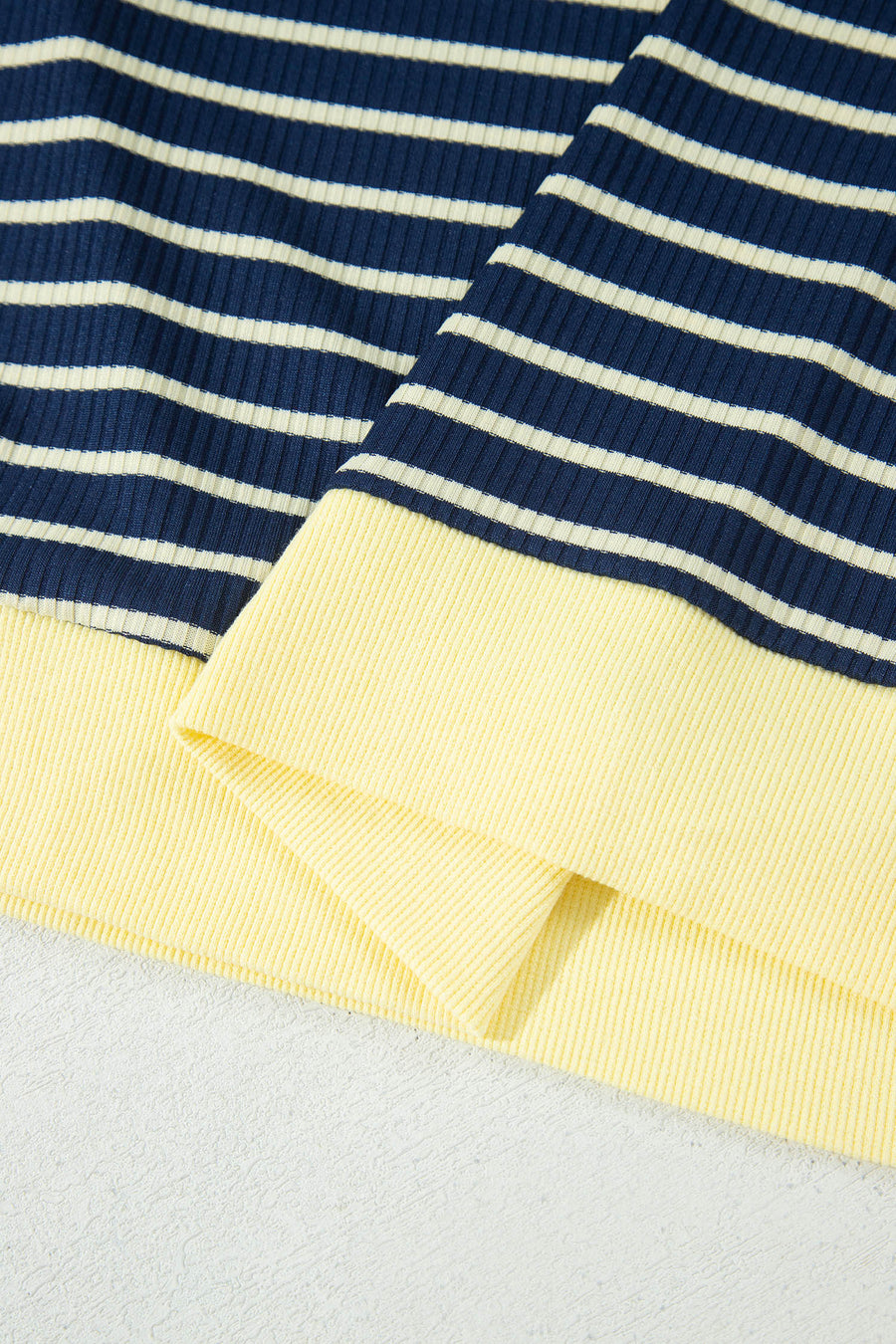 Stripe Colour Block Ribbed Knit Shorts Set
