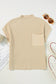 Oatmeal Patch Pocket Ribbed Knit Short Sleeve Sweater Dress