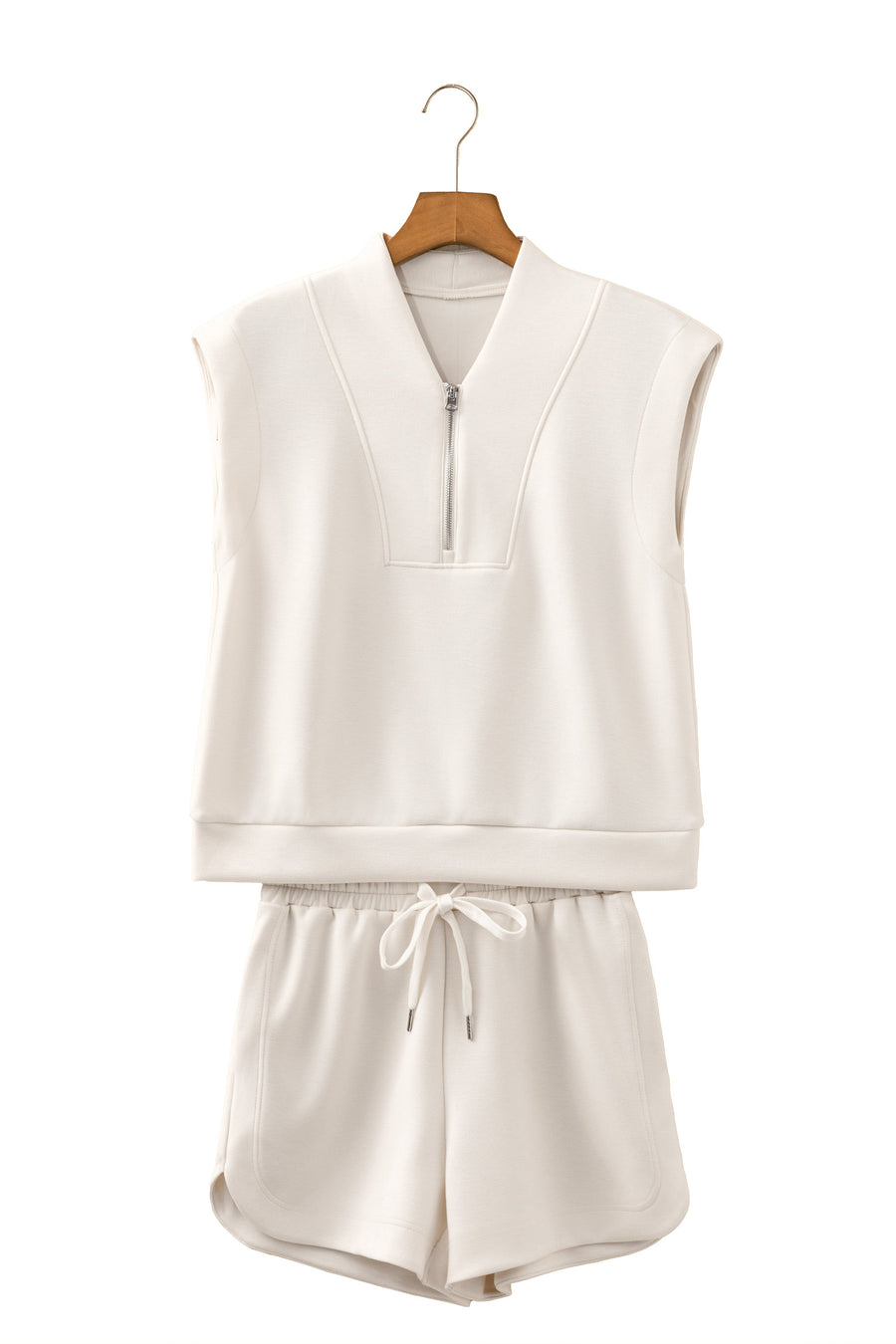 Quarter Zip Sleeveless Top & Shorts 2-Piece Set Women UK