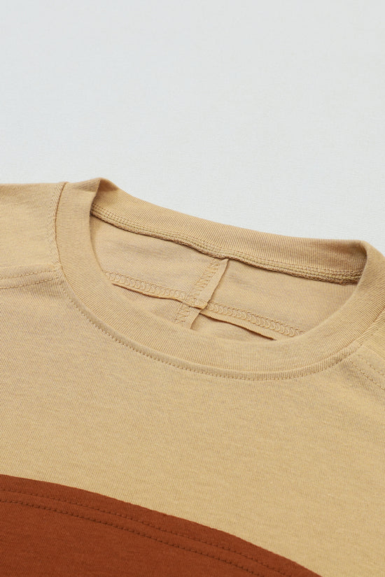 Green Colorblock Bishop Sleeve Top - Striped Casual Chic