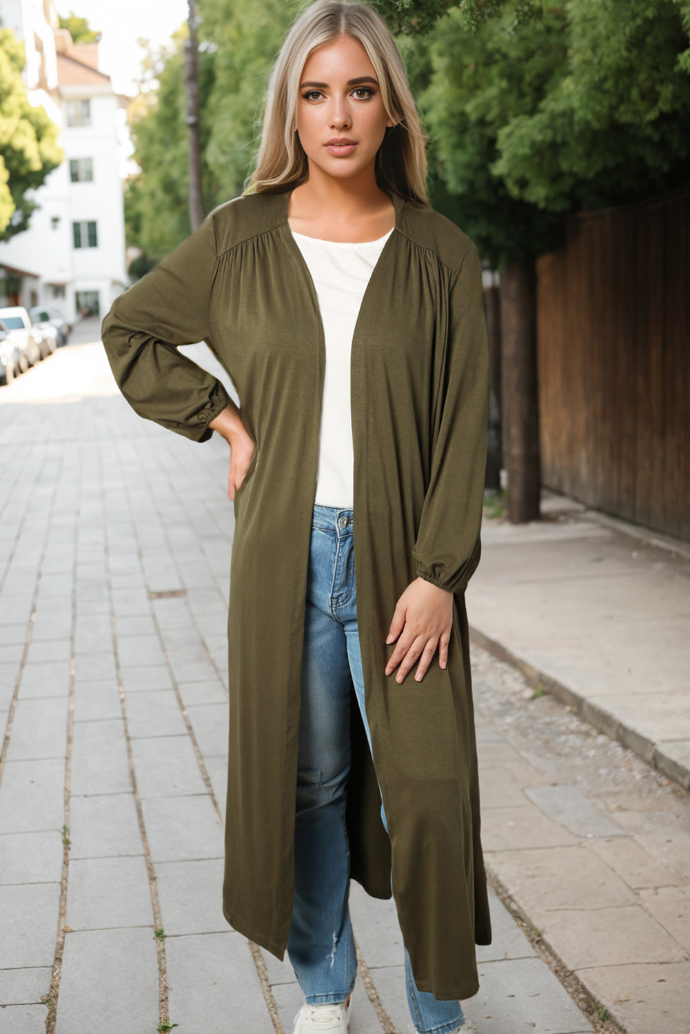 Green Lightweight Duster Cardigan