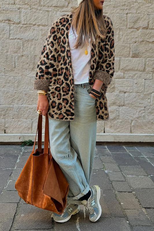 Brown Leopard Open Cardigan
