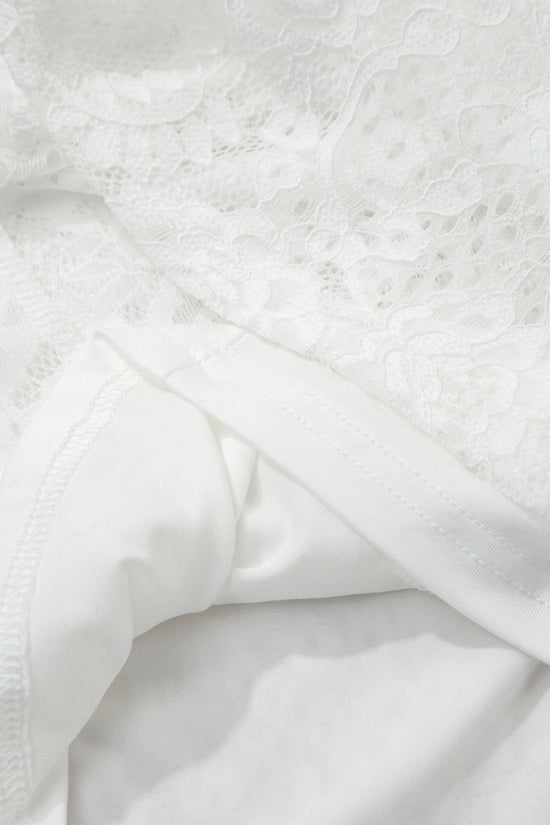 White Lace Overlay Spaghetti Strap Maxi Dress