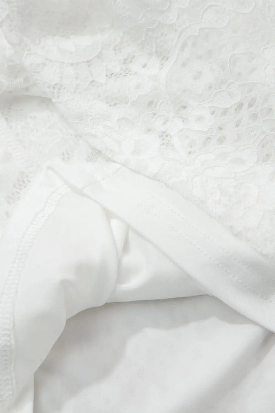 White Lace Overlay Spaghetti Strap Maxi Dress