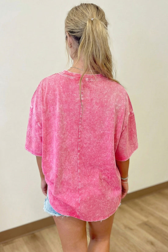 Mineral Washed Oversized Cotton Tee Drop Shoulder Round Neck Tunic Length