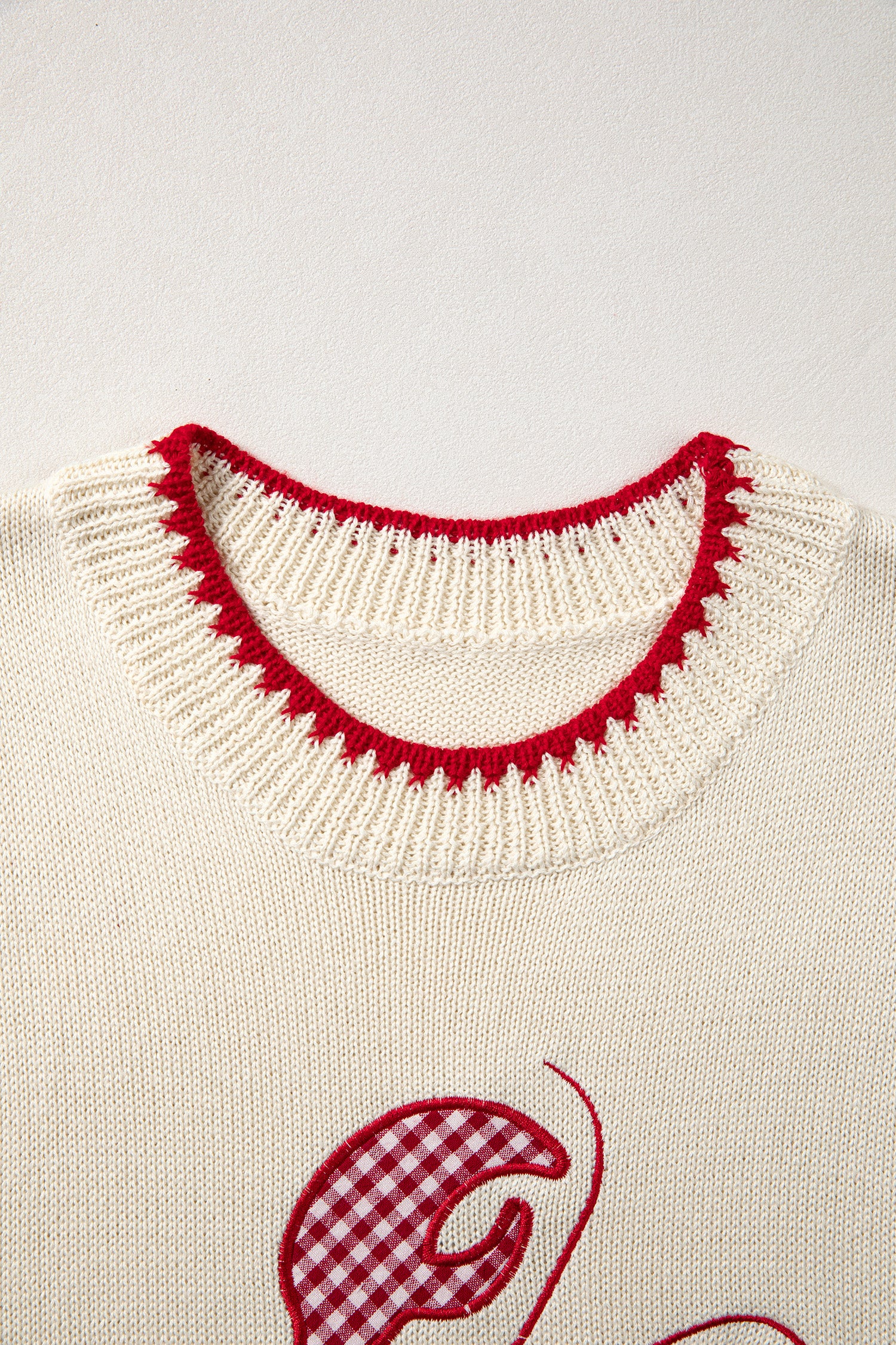Plaid Crawfish Embroidery Crew Neck Knit Sweater Vest