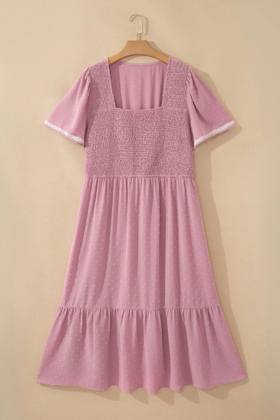 Curve swiss dot smocked midi dress dresses
