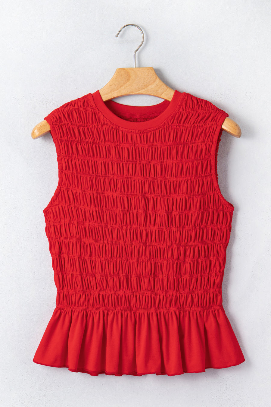 Smoke Gray Shirred Ruffle Hem Tank Top Women UK