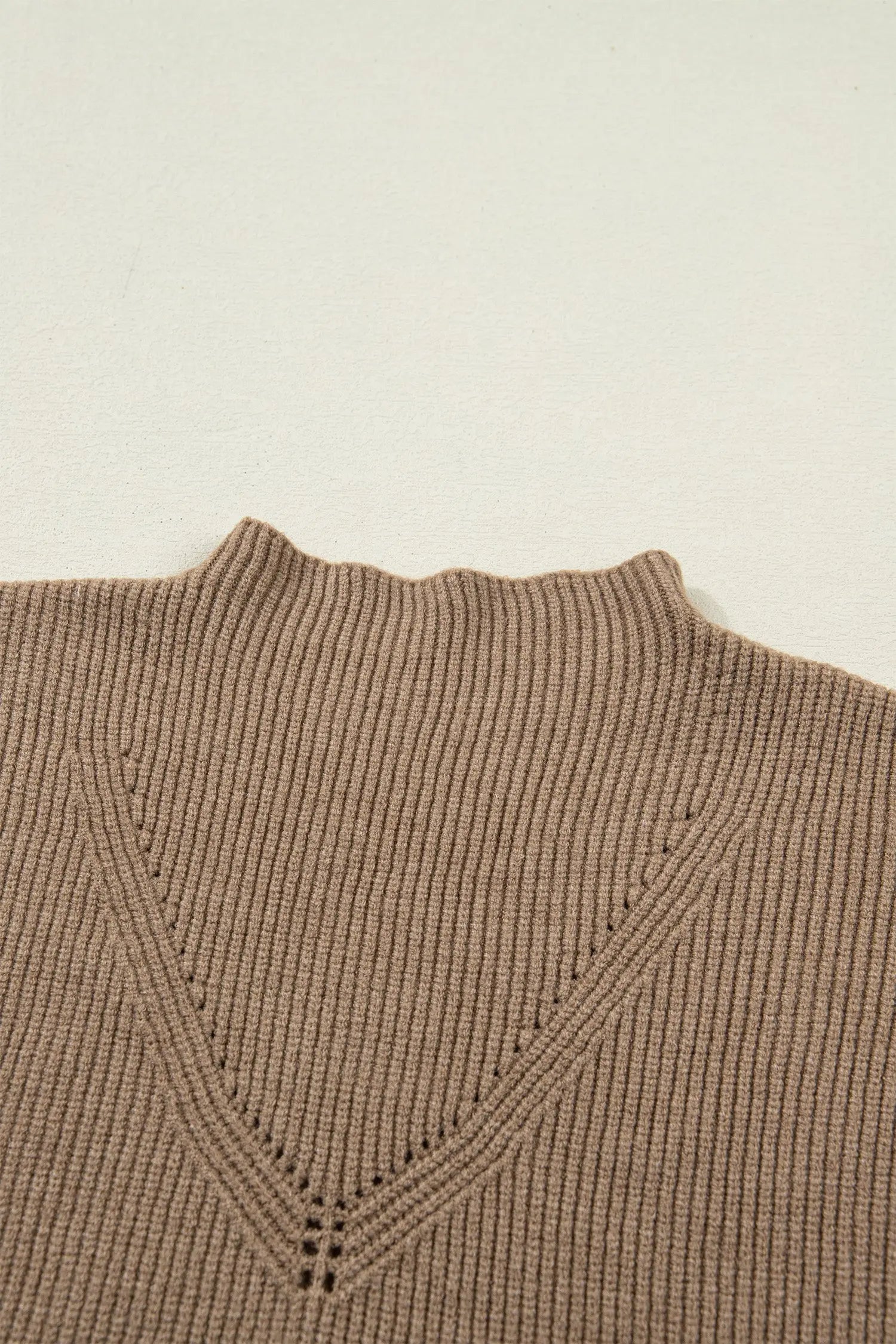 Ribbed knit mock neck sweater vest sleeveless loose fit light french beige sweaters