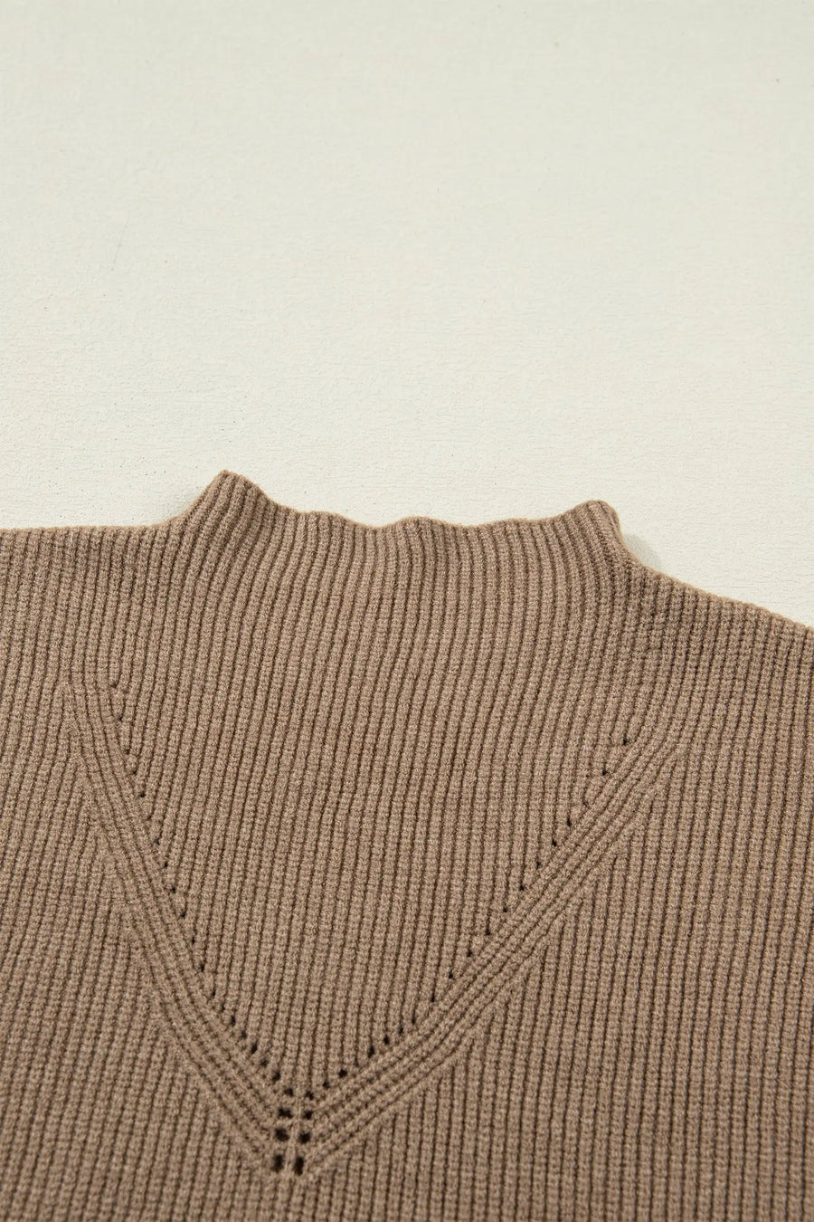 Ribbed knit mock neck sweater vest sleeveless loose fit light french beige sweaters