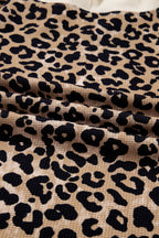 Leopard Print Waffle Knit Kangaroo Hoodie
