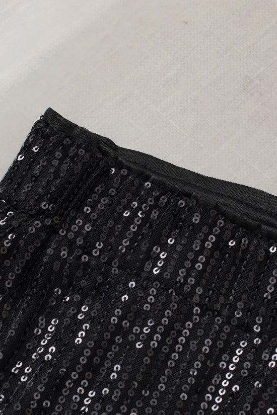 Black sequin wide leg pants