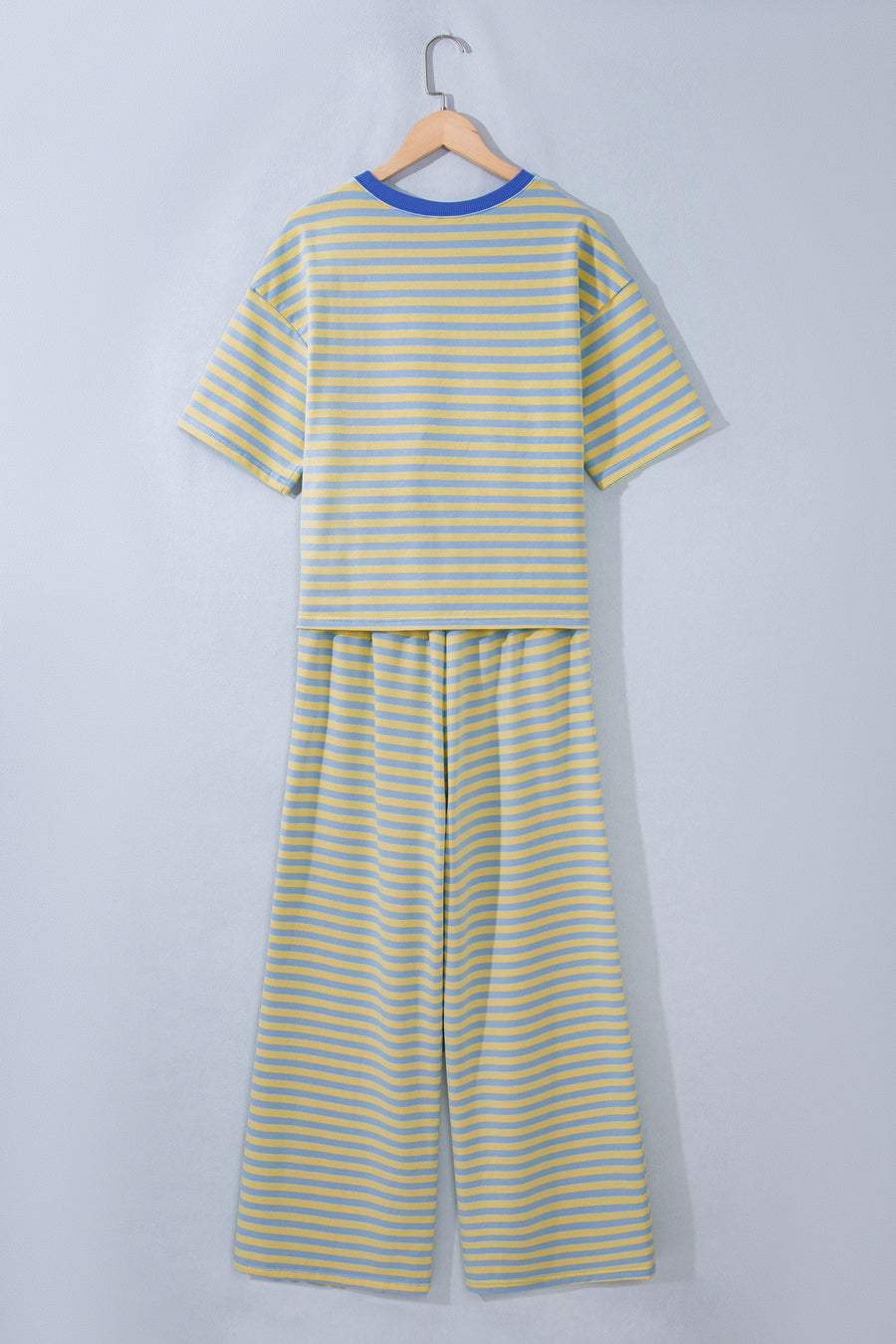 Pink Stripe Colourblock Crew Neck Tee & Drawstring Pant Set