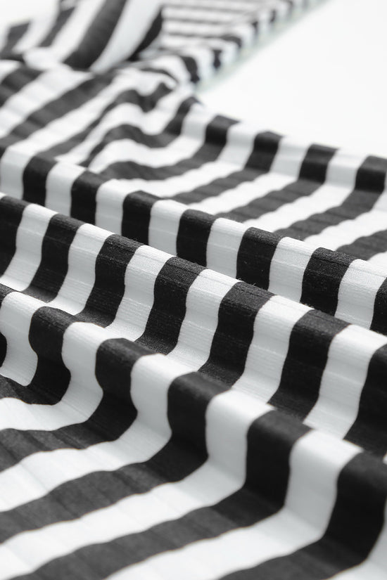 Striped Textured Knit Long Sleeve Tee