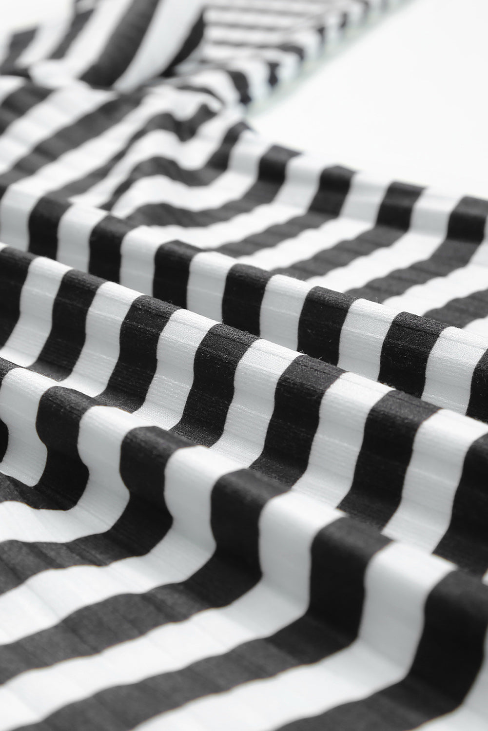 Striped Textured Knit Long Sleeve Tee